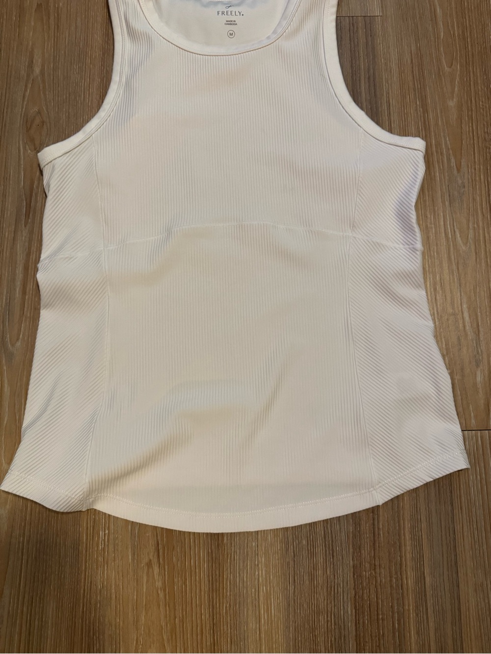 Freely Cream Ribbed Performance Tank Size M